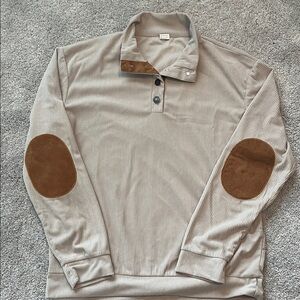 Men's Beige Long Sleeve Shirt with Brown Accents